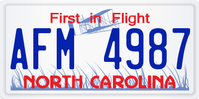 NC license plate AFM4987