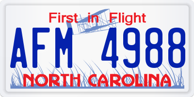 NC license plate AFM4988