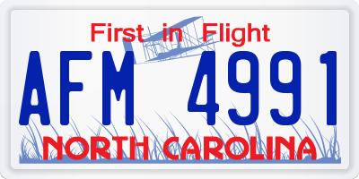 NC license plate AFM4991