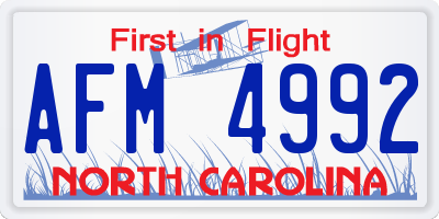 NC license plate AFM4992