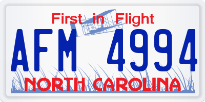 NC license plate AFM4994