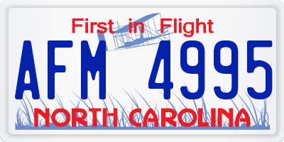 NC license plate AFM4995