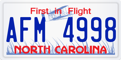NC license plate AFM4998