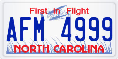 NC license plate AFM4999