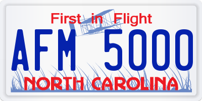 NC license plate AFM5000