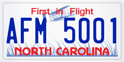 NC license plate AFM5001