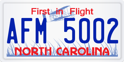 NC license plate AFM5002
