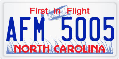 NC license plate AFM5005