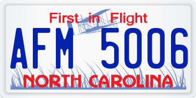 NC license plate AFM5006