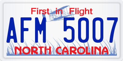 NC license plate AFM5007