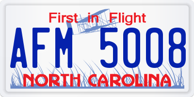 NC license plate AFM5008