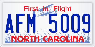 NC license plate AFM5009