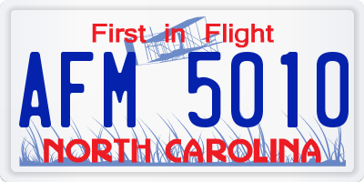 NC license plate AFM5010