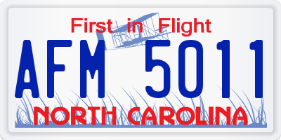 NC license plate AFM5011