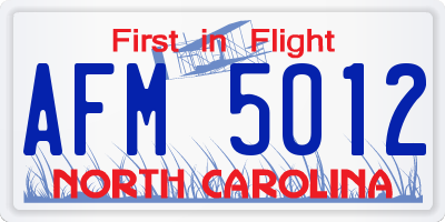 NC license plate AFM5012
