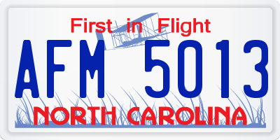 NC license plate AFM5013