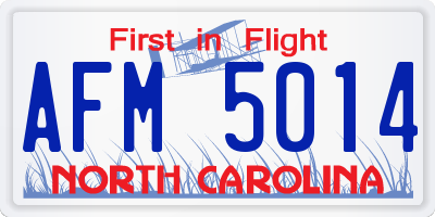 NC license plate AFM5014