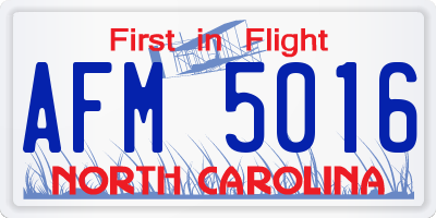 NC license plate AFM5016