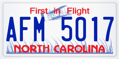 NC license plate AFM5017