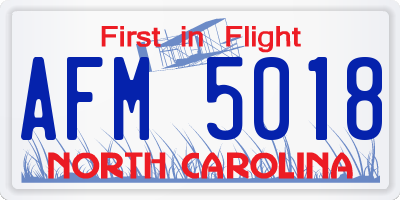 NC license plate AFM5018