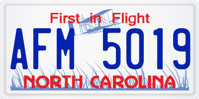 NC license plate AFM5019