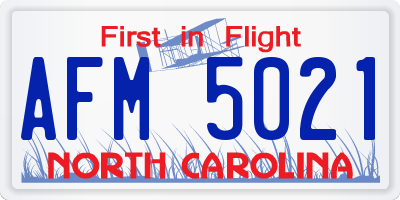 NC license plate AFM5021