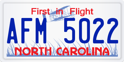 NC license plate AFM5022
