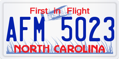 NC license plate AFM5023