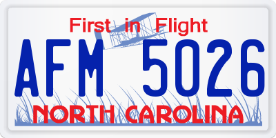 NC license plate AFM5026