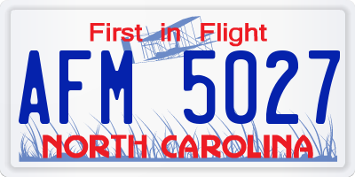 NC license plate AFM5027