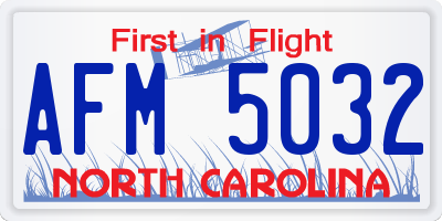 NC license plate AFM5032