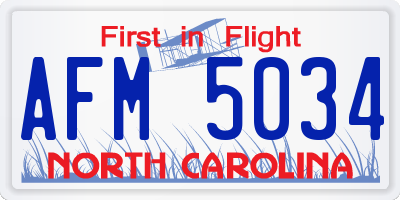 NC license plate AFM5034