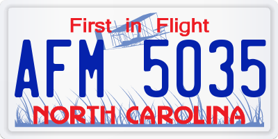 NC license plate AFM5035