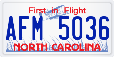 NC license plate AFM5036