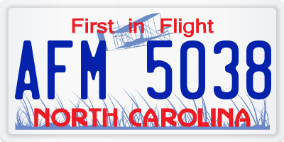 NC license plate AFM5038