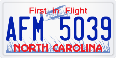 NC license plate AFM5039