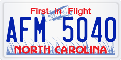 NC license plate AFM5040
