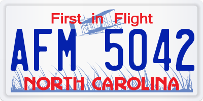 NC license plate AFM5042