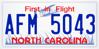 NC license plate AFM5043