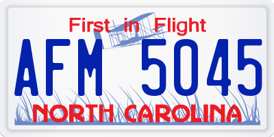 NC license plate AFM5045