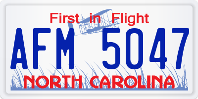 NC license plate AFM5047