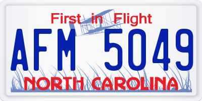 NC license plate AFM5049