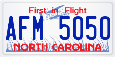 NC license plate AFM5050