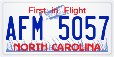 NC license plate AFM5057