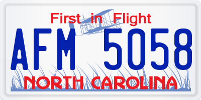 NC license plate AFM5058