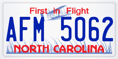 NC license plate AFM5062