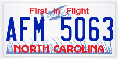 NC license plate AFM5063
