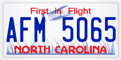NC license plate AFM5065
