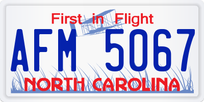 NC license plate AFM5067