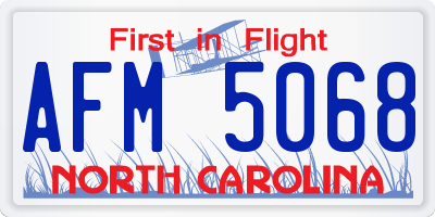 NC license plate AFM5068